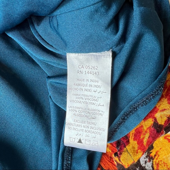 California Moonrise Mini Dress Tunic Size M Boho Floral Print Multicolor - Picture 14 of 14